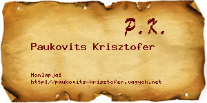 Paukovits Krisztofer névjegykártya